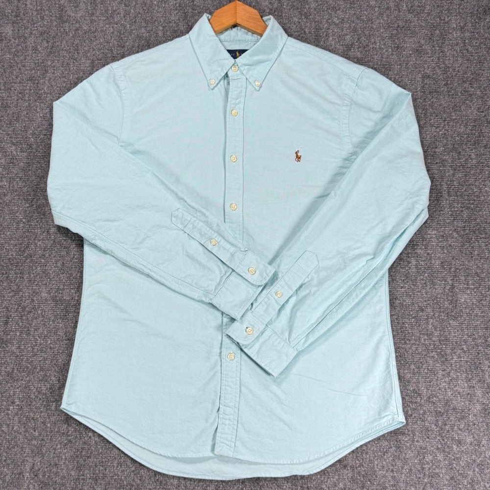 Ralph Lauren Men's Large Teal Slim Fit Cotton Button Down Shirt